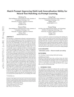 Match-Prompt: Improving Multi-task Generalization Ability for Neural
  Text Matching via Prompt Learning