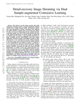 Detail-recovery Image Deraining via Dual Sample-augmented Contrastive
  Learning