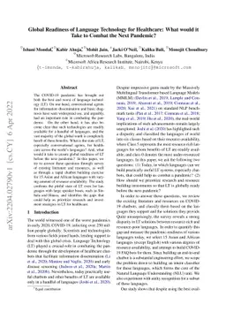 Global Readiness of Language Technology for Healthcare: What would it
  Take to Combat the Next Pandemic?
