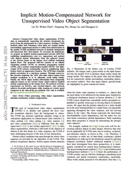 Implicit Motion-Compensated Network for Unsupervised Video Object
  Segmentation