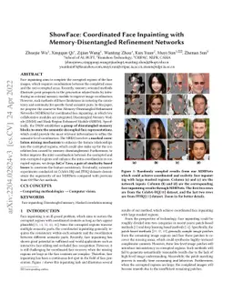 ShowFace: Coordinated Face Inpainting with Memory-Disentangled
  Refinement Networks