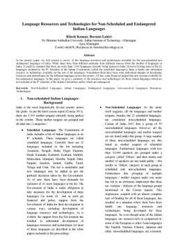 Language Resources and Technologies for Non-Scheduled and Endangered
  Indian Languages