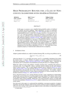 High Probability Bounds for a Class of Nonconvex Algorithms with AdaGrad
  Stepsize