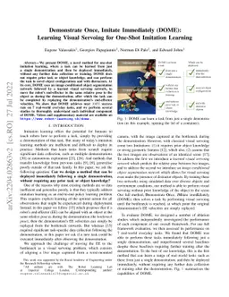 Demonstrate Once, Imitate Immediately (DOME): Learning Visual Servoing
  for One-Shot Imitation Learning