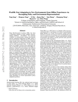 PAnDR: Fast Adaptation to New Environments from Offline Experiences via
  Decoupling Policy and Environment Representations