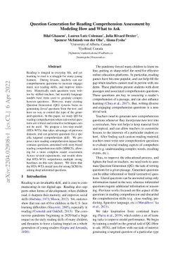 Question Generation for Reading Comprehension Assessment by Modeling How
  and What to Ask