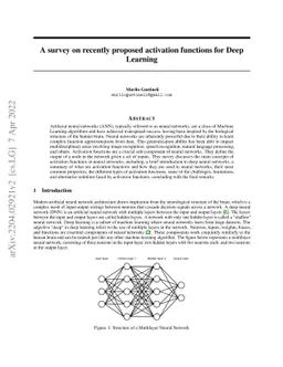 A survey on recently proposed activation functions for Deep Learning