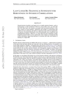 Last Layer Re-Training is Sufficient for Robustness to Spurious
  Correlations