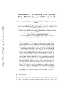 Intervertebral Disc Labeling With Learning Shape Information, A Look
  Once Approach