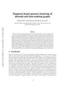 Koopman-based spectral clustering of directed and time-evolving graphs