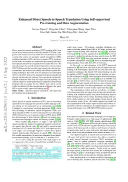 Enhanced Direct Speech-to-Speech Translation Using Self-supervised
  Pre-training and Data Augmentation
