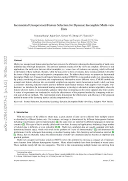 Incremental Unsupervised Feature Selection for Dynamic Incomplete
  Multi-view Data