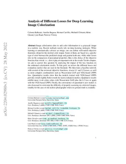 Analysis of Different Losses for Deep Learning Image Colorization