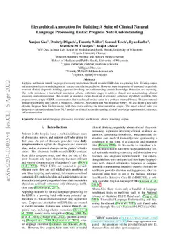 Hierarchical Annotation for Building A Suite of Clinical Natural
  Language Processing Tasks: Progress Note Understanding