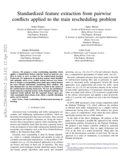 Standardized feature extraction from pairwise conflicts applied to the
  train rescheduling problem