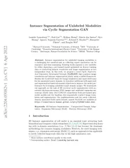 Instance Segmentation of Unlabeled Modalities via Cyclic Segmentation
  GAN