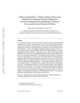 MultiAuto-DeepONet: A Multi-resolution Autoencoder DeepONet for
  Nonlinear Dimension Reduction, Uncertainty Quantification and Operator
  Learning of Forward and Inverse Stochastic Problems