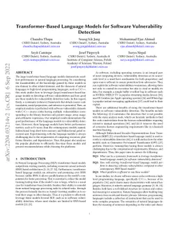 Transformer-Based Language Models for Software Vulnerability Detection