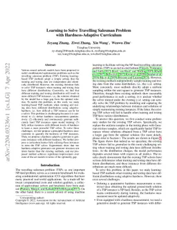 Learning to Solve Travelling Salesman Problem with Hardness-adaptive
  Curriculum