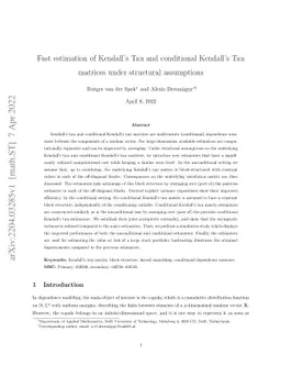 Fast estimation of Kendall's Tau and conditional Kendall's Tau matrices
  under structural assumptions