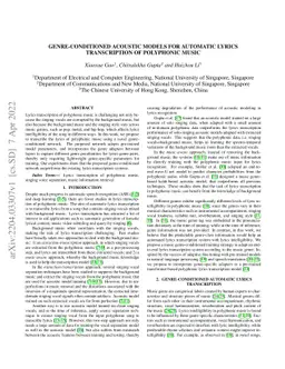 Genre-conditioned Acoustic Models for Automatic Lyrics Transcription of
  Polyphonic Music