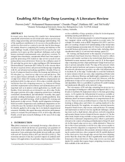 Enabling All In-Edge Deep Learning: A Literature Review