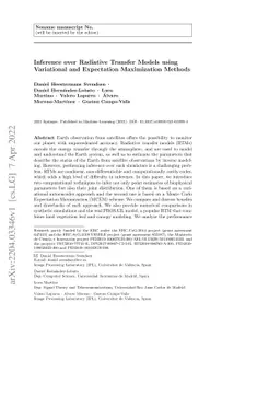 Inference over radiative transfer models using variational and
  expectation maximization methods