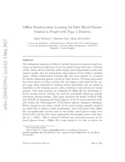 Offline Reinforcement Learning for Safer Blood Glucose Control in People
  with Type 1 Diabetes