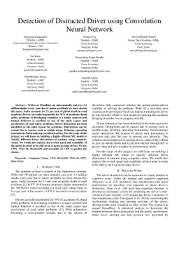Detection of Distracted Driver using Convolution Neural Network