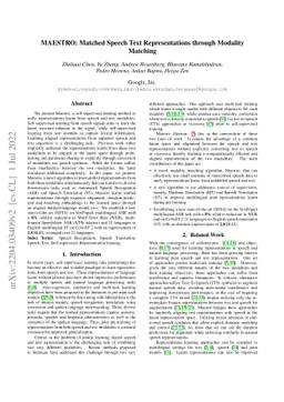 MAESTRO: Matched Speech Text Representations through Modality Matching