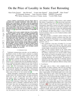 On the Price of Locality in Static Fast Rerouting
