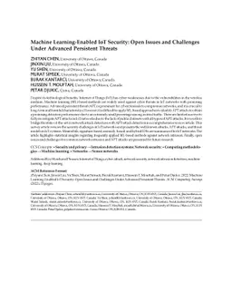 Machine Learning-Enabled IoT Security: Open Issues and Challenges Under
  Advanced Persistent Threats