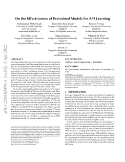 On the Effectiveness of Pretrained Models for API Learning