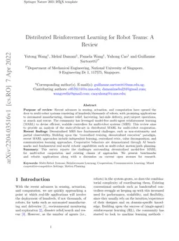 Distributed Reinforcement Learning for Robot Teams: A Review