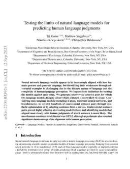 Testing the limits of natural language models for predicting human
  language judgments