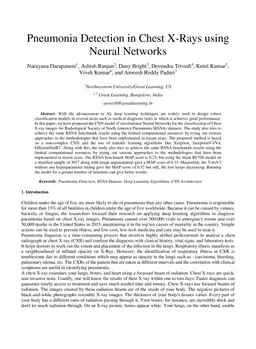 Pneumonia Detection in Chest X-Rays using Neural Networks