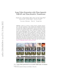 Long Video Generation with Time-Agnostic VQGAN and Time-Sensitive
  Transformer
