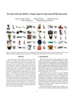 Pre-train, Self-train, Distill: A simple recipe for Supersizing 3D
  Reconstruction