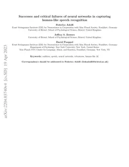 Successes and critical failures of neural networks in capturing
  human-like speech recognition
