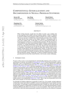 Compositional Generalization and Decomposition in Neural Program
  Synthesis