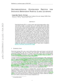 Decompositional Generation Process for Instance-Dependent Partial Label
  Learning