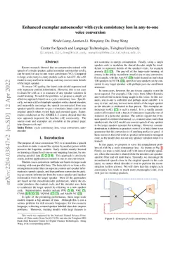 Enhanced exemplar autoencoder with cycle consistency loss in any-to-one
  voice conversion