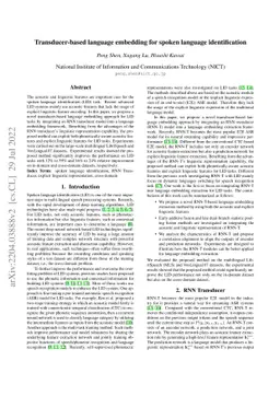 Transducer-based language embedding for spoken language identification