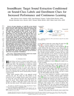 SoundBeam: Target sound extraction conditioned on sound-class labels and
  enrollment clues for increased performance and continuous learning