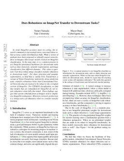 Does Robustness on ImageNet Transfer to Downstream Tasks?