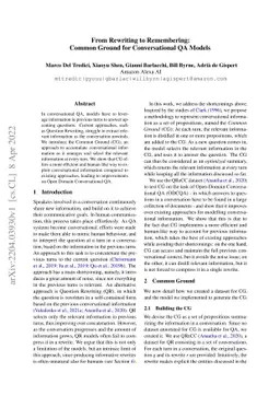 From Rewriting to Remembering: Common Ground for Conversational QA
  Models