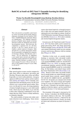 RubCSG at SemEval-2022 Task 5: Ensemble learning for identifying
  misogynous MEMEs