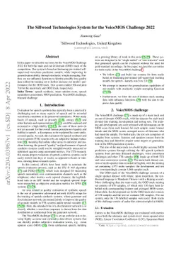The Sillwood Technologies System for the VoiceMOS Challenge 2022