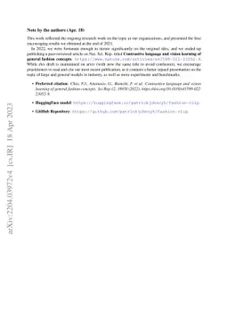 Contrastive language and vision learning of general fashion concepts