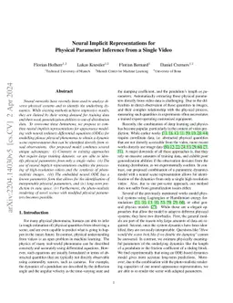 Neural Implicit Representations for Physical Parameter Inference from a
  Single Video